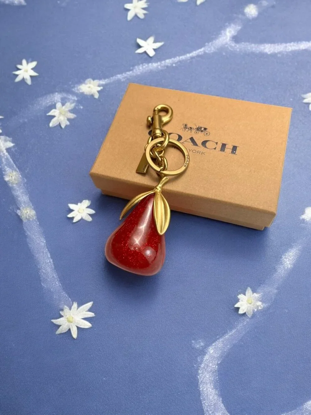 🌸Coach Red and Gold Keychain